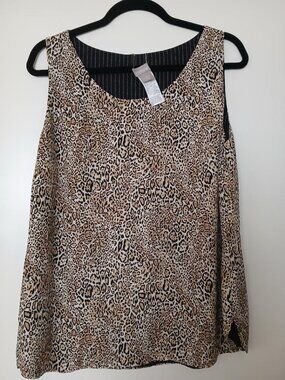 CHICO'S REVERSIBLE  LEOPARD & STRIPED TANK TOP